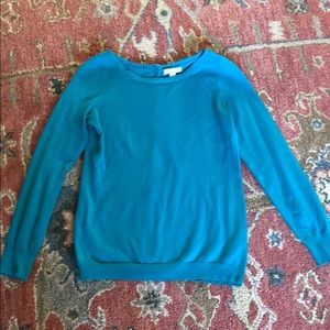Turquoise sweater cute zipper down back banana rep